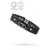 Черный чокер-ошейник со связанными кольцами на подложке - Pecado - купить с доставкой в Белгороде