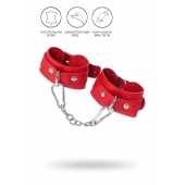 Красные кожаные наручники-браслеты со скруглёнными углами - Pecado - купить с доставкой в Белгороде