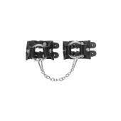 Черные кожаные наручники-браслеты из двух ремешков - Pecado - купить с доставкой в Белгороде