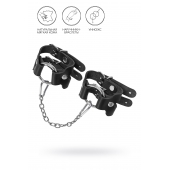 Черные кожаные наручники-браслеты из двух ремешков - Pecado - купить с доставкой в Белгороде