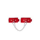 Красные кожаные узкие оковы со скруглёнными углами - Pecado - купить с доставкой в Белгороде