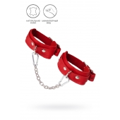 Красные кожаные узкие оковы со скруглёнными углами - Pecado - купить с доставкой в Белгороде