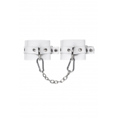 Белые мягкие кожаные наручники с люверсами - Pecado - купить с доставкой в Белгороде