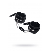 Черные двухслойные наручники с белой строчкой - Pecado - купить с доставкой в Белгороде