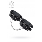 Черные кожаные оковы с двумя ремешками - Pecado - купить с доставкой в Белгороде