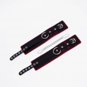 Черно-красные оковы с красной строчкой Sex - Crazy Handmade - купить с доставкой в Белгороде