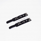 Черные кожаные наручники с регулируемыми ремешками - Crazy Handmade - купить с доставкой в Белгороде