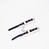 Бело-красные кожаные наручники - Crazy Handmade - купить с доставкой в Белгороде