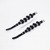 Черные кожаные оковы из звеньев - Crazy Handmade - купить с доставкой в Белгороде