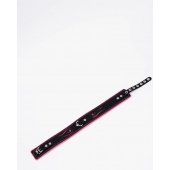 Черно-розовый кожаный ошейник с розовой строчкой - Crazy Handmade - купить с доставкой в Белгороде