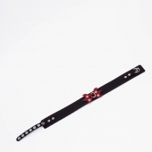 Черный ошейник с красным декором и строчкой - Crazy Handmade - купить с доставкой в Белгороде