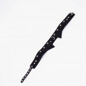 Черный однослойный кожаный ошейник с имитацией воротничка - Crazy Handmade - купить с доставкой в Белгороде