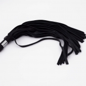 Черный кожаный флоггер со стальной ручкой - 45 см. - Crazy Handmade - купить с доставкой в Белгороде