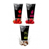 Набор из 3 съедобных лубрикантов JUJU (клубника, малина, кокос) - JuJu - купить с доставкой в Белгороде