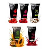 Набор из 5 съедобных лубрикантов JUJU (клубника, малина, тропические фрукты, вишня, кокос) - JuJu - купить с доставкой в Белгороде