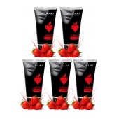 Набор из 5 съедобных лубрикантов JUJU со вкусом клубники - JuJu - купить с доставкой в Белгороде