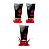 Набор из 3 съедобных лубрикантов JUJU (клубника, малина, вишня) - JuJu - купить с доставкой в Белгороде