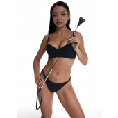 Стек с черным кожаным наконечником в виде сердца и металлической ручкой - 67 см. - Crazy Handmade - купить с доставкой в Белгороде