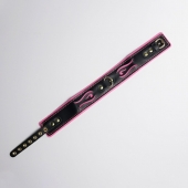 Черно-розовый ошейник с золотистой фурнитурой - Crazy Handmade - купить с доставкой в Белгороде