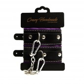 Черно-фиолетовые скругленные наручники с мягкой подкладкой - Crazy Handmade - купить с доставкой в Белгороде