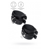 Черные кожаные оковы с двумя перекрёстными ремешками - Pecado - купить с доставкой в Белгороде