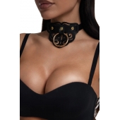 Черный чокер с клепками и золотистой фурнитурой - Crazy Handmade - купить с доставкой в Белгороде