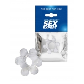 Прозрачное эрекционное кольцо с 6 стимулирующими шариками - Sex Expert - в Белгороде купить с доставкой
