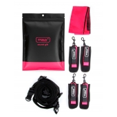 Черно-розовый эротический набор: фиксатор, оковы, наручники, повязка - Erokay - купить с доставкой в Белгороде