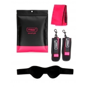 Черно-розовый эротический набор: маска, наручники и повязка - Erokay - купить с доставкой в Белгороде