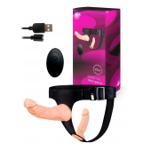 Женский страпон с 2 насадками, вибрацией и пультом ДУ - Erowoman-Eroman - купить с доставкой в Белгороде