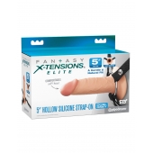 Телесный пустотелый фаллопротез 5’’ Hollow Silicone Strap-On - 14 см. - Pipedream - купить с доставкой в Белгороде