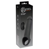 Черная вибронасадка для пениса с хомутом для мошонки и пультом ДУ Remote Controlled Penis Extension - Orion - в Белгороде купить с доставкой