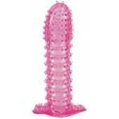 Гелевая розовая насадка с шипами - 12 см. - Toyfa Basic - в Белгороде купить с доставкой