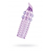 Гелевая фиолетовая насадка с шариками, шипами и усиком - 11 см. - Toyfa Basic - в Белгороде купить с доставкой