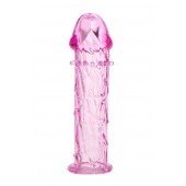 Гладкая розовая насадка с усиками под головкой - 12,5 см. - Toyfa Basic - в Белгороде купить с доставкой