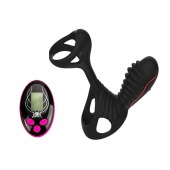 Чёрная насадка на фаллос Gladiator + LRS  с трехкнопочным пультом управления - Adrien Lastic - в Белгороде купить с доставкой