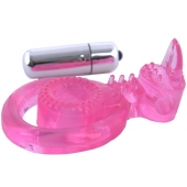 Розовая вибронасадка со стимулятор клитора   Язычок - Toyfa Basic - в Белгороде купить с доставкой