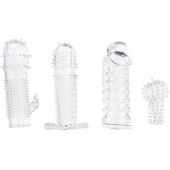 Набор из 4 насадок на член Pleasured Penis Enhancement Sleeve 4 Pack - XR Brands - в Белгороде купить с доставкой