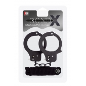 Чёрные наручники из листового металла в комплекте с веревкой BONDX METAL CUFFS LOVE ROPE SET - Dream Toys - купить с доставкой в Белгороде