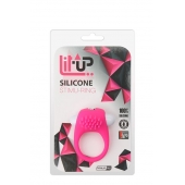 Розовое эрекционное кольцо с щеточкой LIT-UP SILICONE STIMU RING 5 - Dream Toys - в Белгороде купить с доставкой