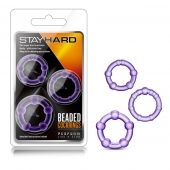 Набор из 3 фиолетовых эрекционных колец Stay Hard Beaded Cockrings - Blush Novelties - в Белгороде купить с доставкой