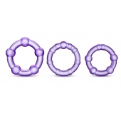 Набор из 3 фиолетовых эрекционных колец Stay Hard Beaded Cockrings - Blush Novelties - в Белгороде купить с доставкой