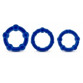 Набор из 3 синих эрекционных колец Stay Hard Beaded Cockrings - Blush Novelties - в Белгороде купить с доставкой