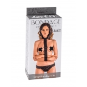 Ошейник с длинной лентой и наручниками Strap Bondage Kit Plus Size - Lola Games - купить с доставкой в Белгороде