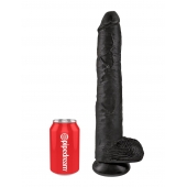 Чёрный фаллоимитатор-гигант 14  Cock with Balls - 37,5 см. - Pipedream