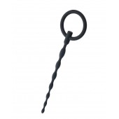 Чёрный уретральный плаг с кольцом - ToyFa - купить с доставкой в Белгороде