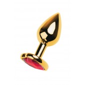 Золотистая анальная пробка с кристаллом-сердцем - 7,5 см. - ToyFa - купить с доставкой в Белгороде