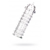 Прозрачная насадка на пенис TOYFA A-Toys с ребрами и точками - 15,3 см. - A-toys - в Белгороде купить с доставкой