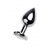 Серебристая анальная пробка с прозрачным кристаллом-сердцем - 8 см. - ToyFa - купить с доставкой в Белгороде