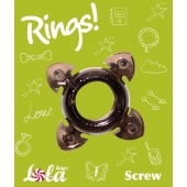 Чёрное эрекционное кольцо Rings Screw - Lola Games - в Белгороде купить с доставкой